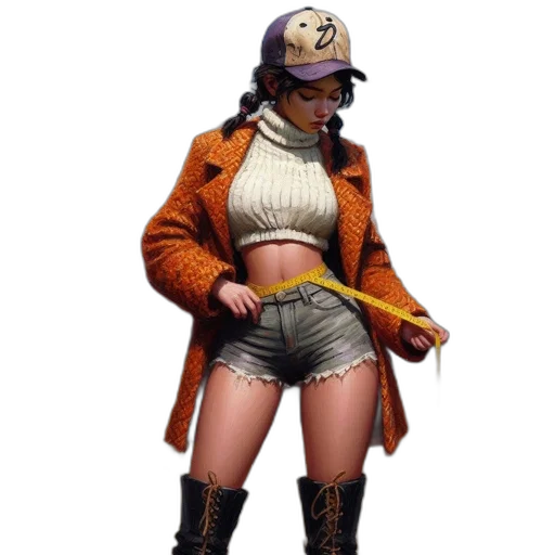 jacket, hat, staff, weapon transparent PNG cut-out