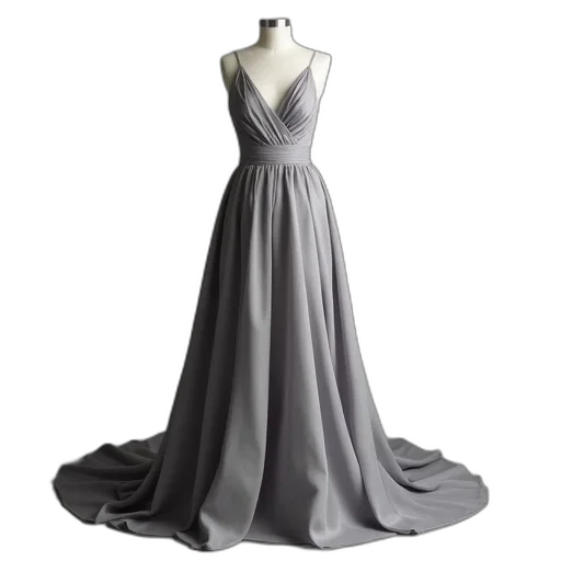 dress, monochrome, 011b, grey transparent PNG cut-out
