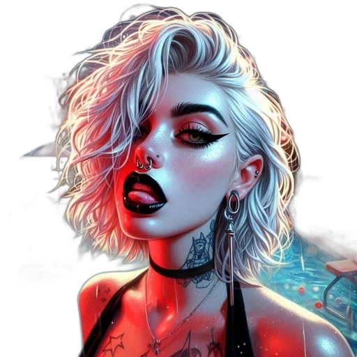 face, hair, jewelry, cyberpunk transparent PNG cut-out