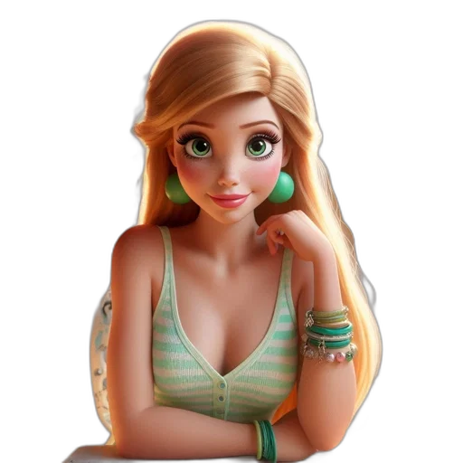 dress, jewelry, face, cartoon transparent PNG cut-out