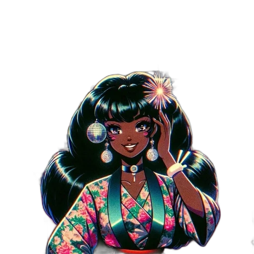 hair, dress, jewelry, vaporwave transparent PNG cut-out