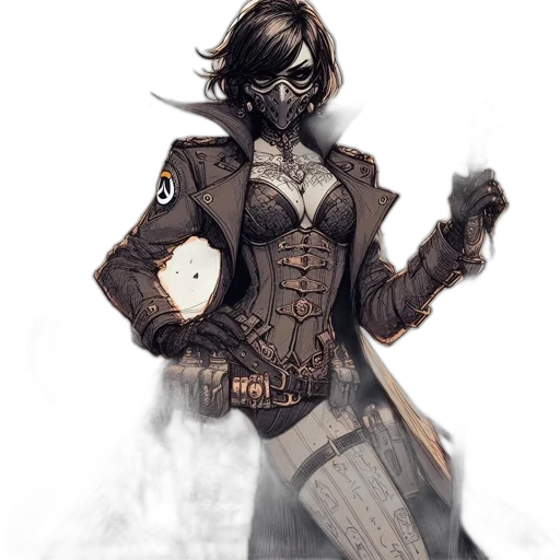 jacket, mask, staff, weapon transparent PNG cut-out