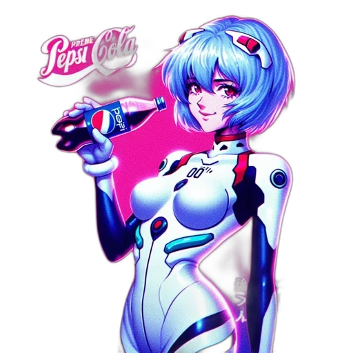 robot, weapon, staff, vaporwave transparent PNG cut-out