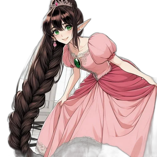 dress, staff, hair, crown transparent PNG cut-out