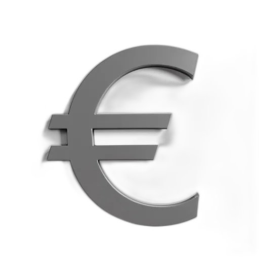 3d render, euro, symbol, isolated transparent PNG cut-out