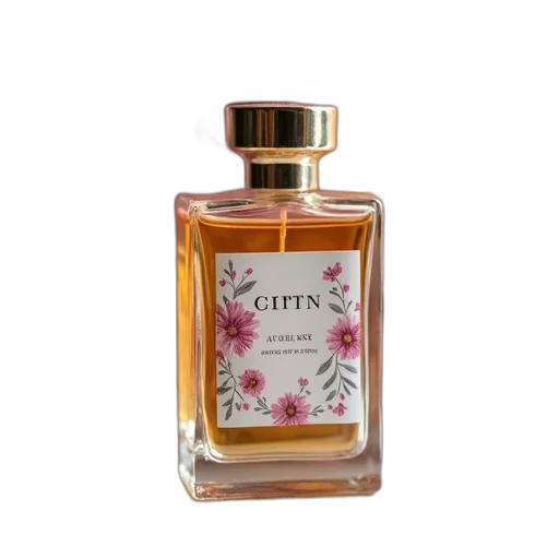 bottle, crown, perfume, floral transparent PNG cut-out