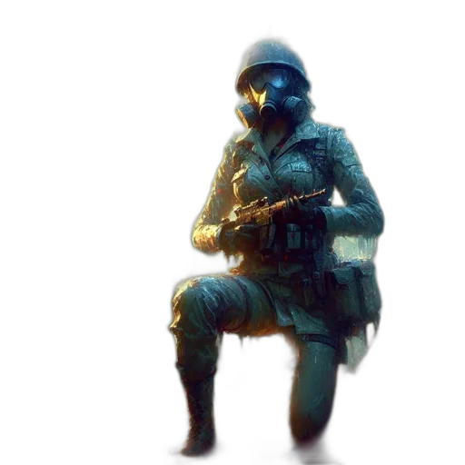 weapon, sword, jacket, face transparent PNG cut-out
