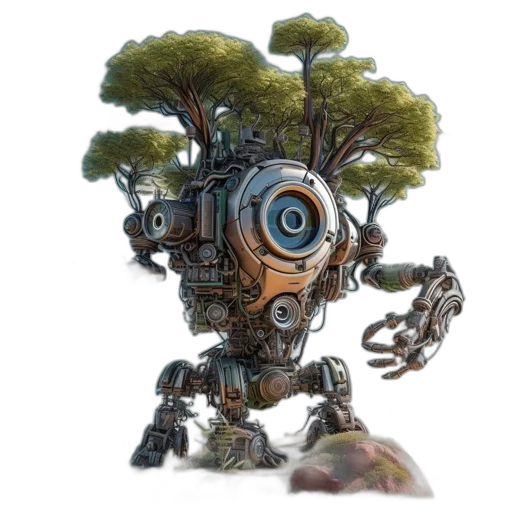 robot, tree, creature, weapon transparent PNG cut-out
