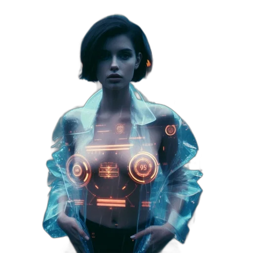 robot, jacket, dress, face transparent PNG cut-out