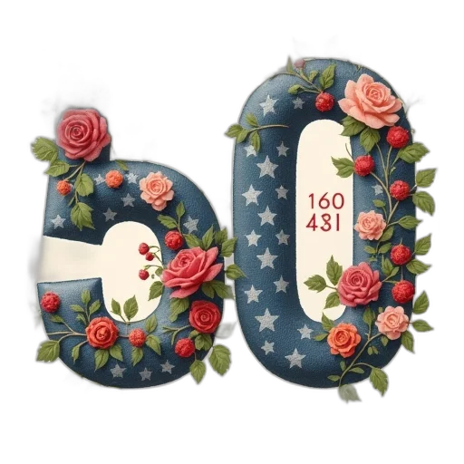 3d render, 50th, anniversary, stamps transparent PNG cut-out