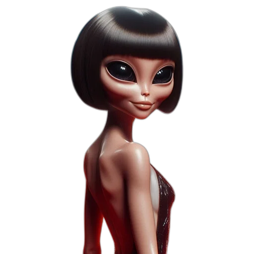 dress, creature, robot, hair transparent PNG cut-out