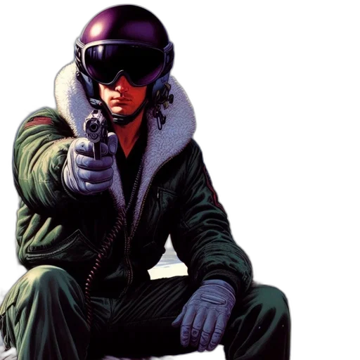 jacket, weapon, comic book art, cyberpunk transparent PNG cut-out