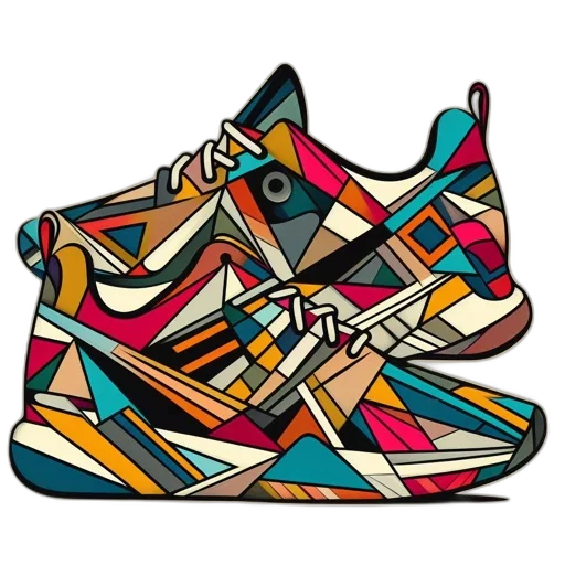shoes, cartoon, colorful, abstract-patterned transparent PNG cut-out