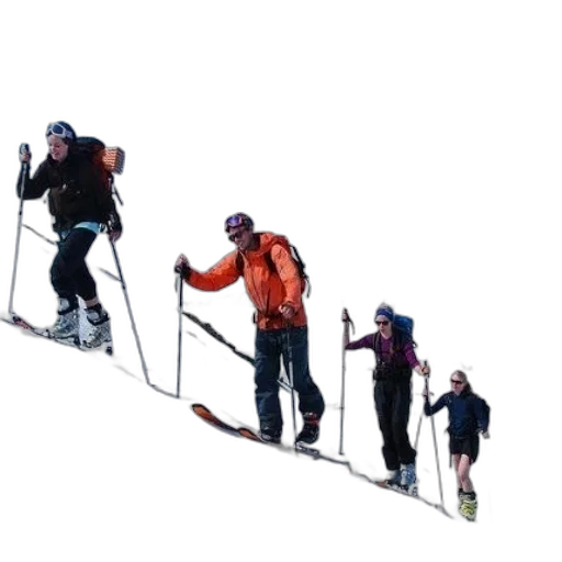 staff, snow, group, skiers transparent PNG cut-out