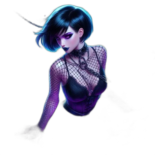 dress, concept art, cyberpunk, comic book art transparent PNG cut-out