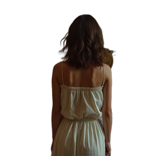 dress, staff, jacket, hair transparent PNG cut-out