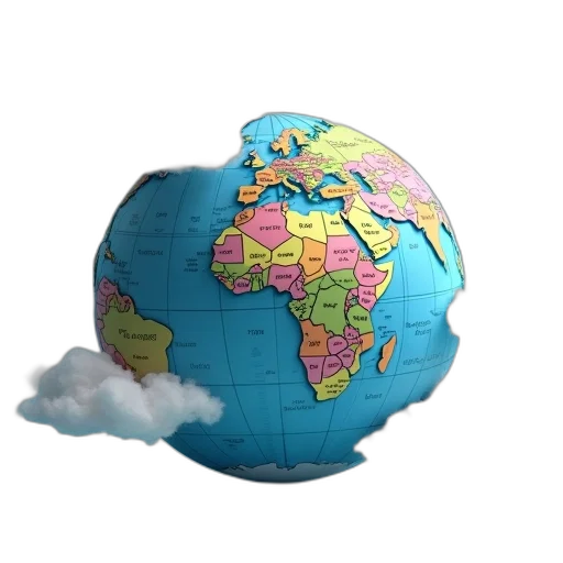 3d render, world, globe, clouds transparent PNG cut-out
