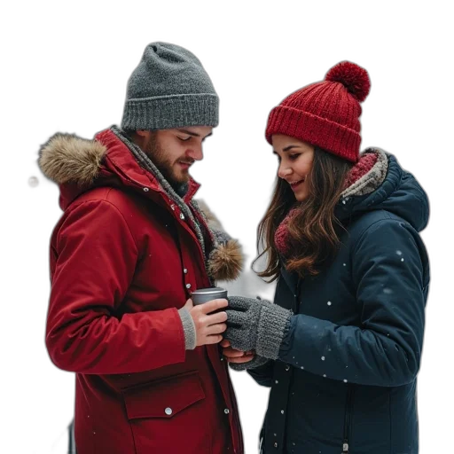 hat, jacket, snow, two transparent PNG cut-out