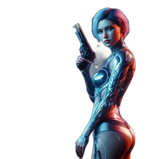 robot, weapon, concept art, cyberpunk transparent PNG cut-out