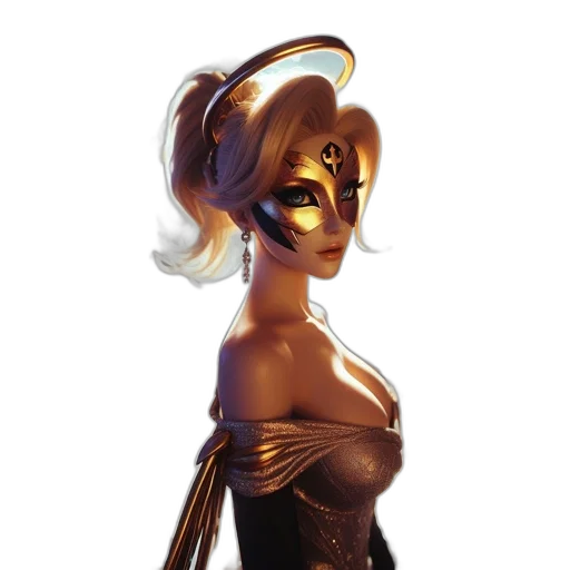 mask, dress, staff, crown transparent PNG cut-out