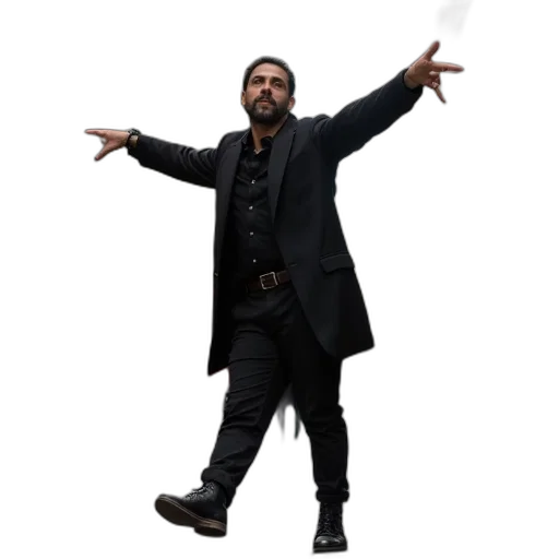 jacket, staff, umbrella, robot transparent PNG cut-out