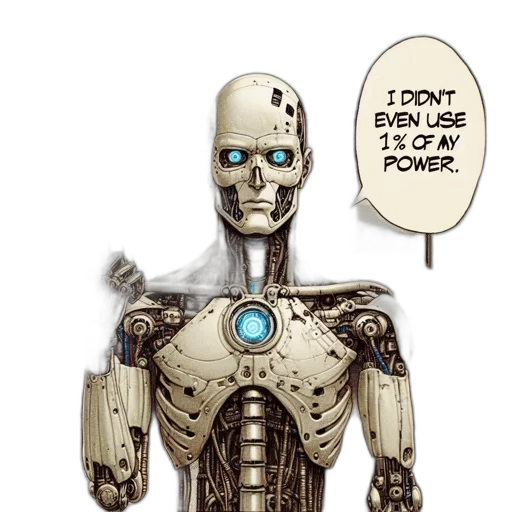 robot, staff, comic book art, concept art transparent PNG cut-out