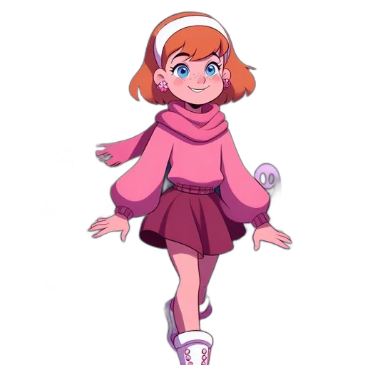 dress, jacket, creature, staff transparent PNG cut-out