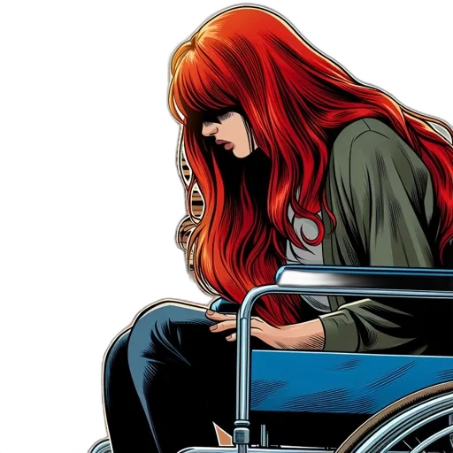 comic book art, concept art, red, woman transparent PNG cut-out