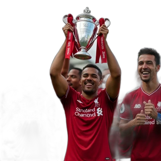 liverpools, team, celebrate, trophy transparent PNG cut-out