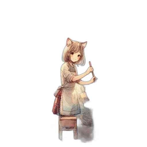 dress, staff, weapon, creature transparent PNG cut-out