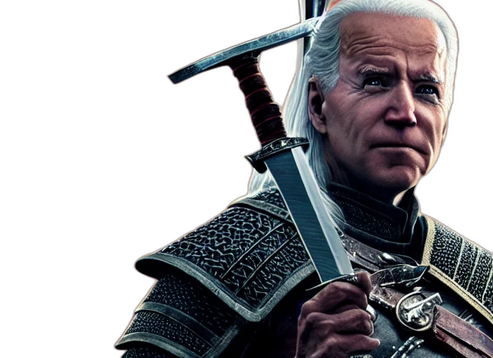 sword, joe, biden, holding transparent PNG cut-out