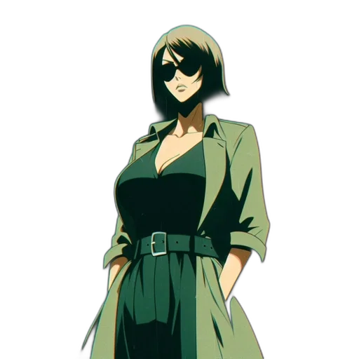 dress, jacket, staff, weapon transparent PNG cut-out