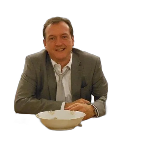 food, man, suit, sits transparent PNG cut-out