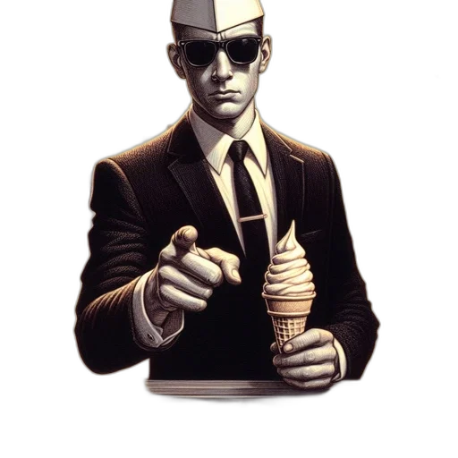 staff, jacket, hat, robot transparent PNG cut-out