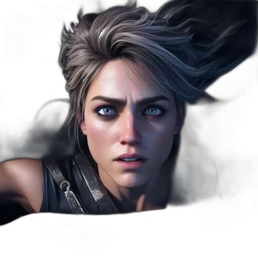 face, weapon, hair, concept art transparent PNG cut-out