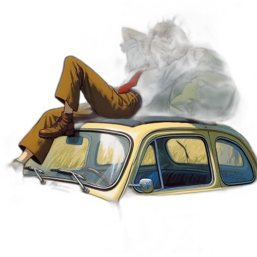 car, concept art, photorealistic, watercolor transparent PNG cut-out