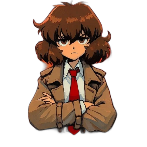 jacket, staff, face, hair transparent PNG cut-out
