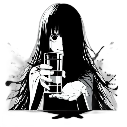 weapon, bottle, hair, face transparent PNG cut-out