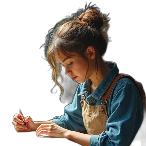 jewelry, dress, face, oil painting transparent PNG cut-out