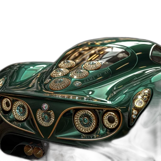 car, jewelry, 3d render, photorealistic transparent PNG cut-out