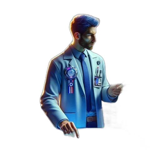jacket, staff, robot, concept art transparent PNG cut-out
