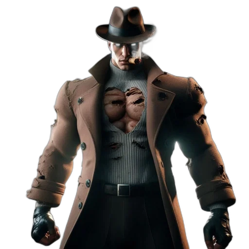 jacket, hat, weapon, staff transparent PNG cut-out