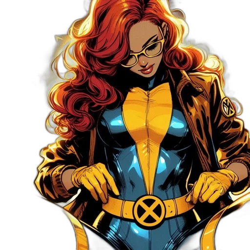 comic book art, concept art, golden, female transparent PNG cut-out