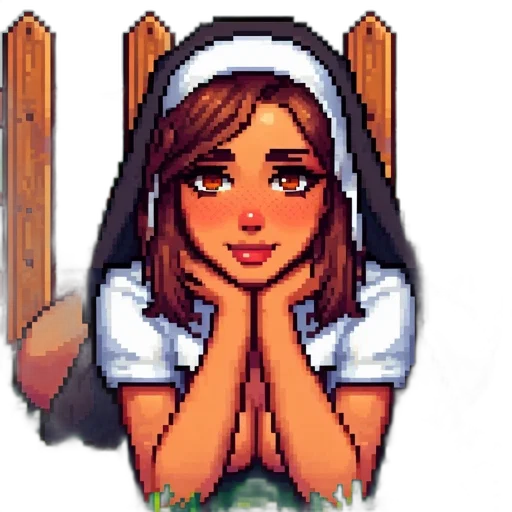 face, staff, pixel art, anime transparent PNG cut-out