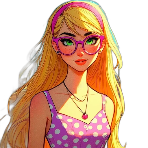 dress, face, hair, cartoon transparent PNG cut-out