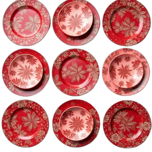 jewelry, red, set, floral transparent PNG cut-out