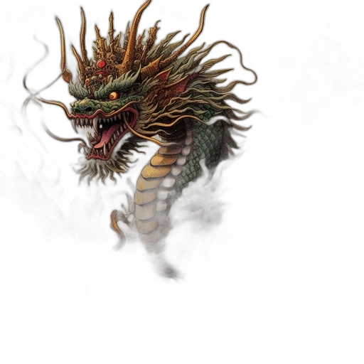 dragon, creature, mask, staff transparent PNG cut-out