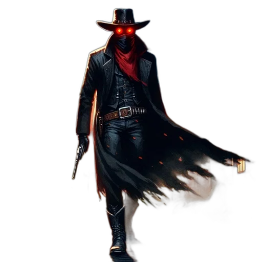 jacket, hat, staff, weapon transparent PNG cut-out