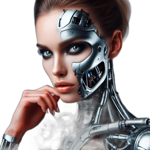 robot, face, mask, cyberpunk transparent PNG cut-out