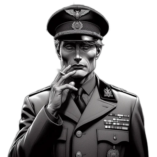 staff, face, jacket, weapon transparent PNG cut-out
